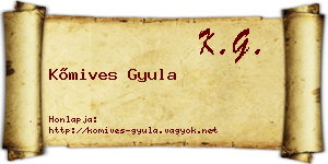 Kőmives Gyula névjegykártya